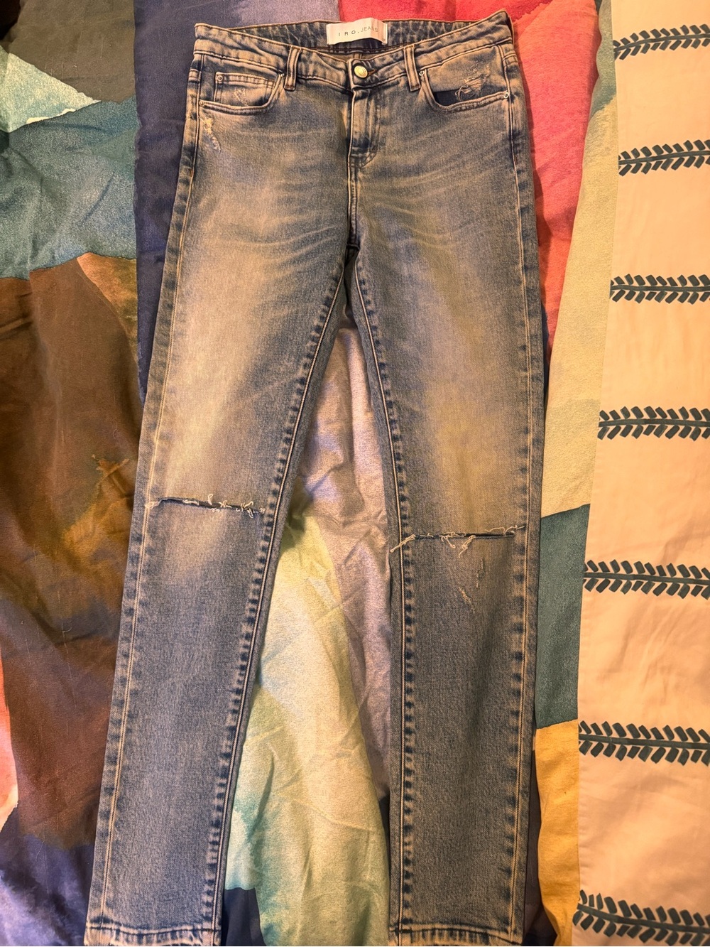 IRO Jeans Light Blue Skinny Ripped Knee Jeans